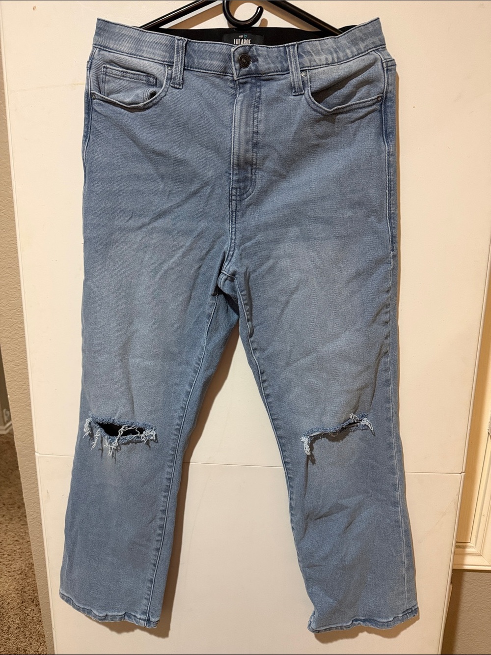 LuLaRoe Cropped Kick Flare Light Blue Distressed Flare Jeans